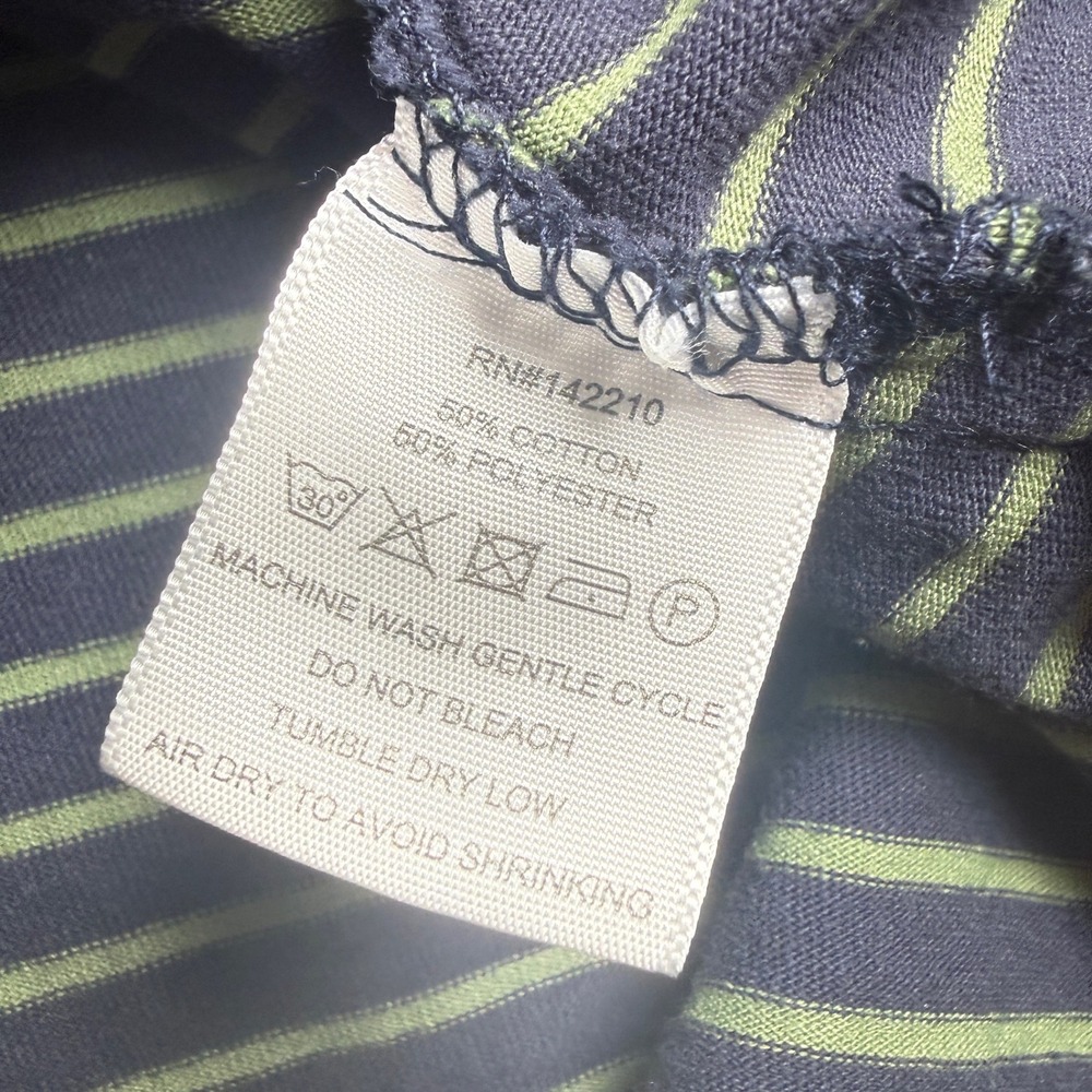 Mersea Striped Top Women's OS Navy Green Oversized Coastal Boxy Tee Nautical - Picture 6 of 9